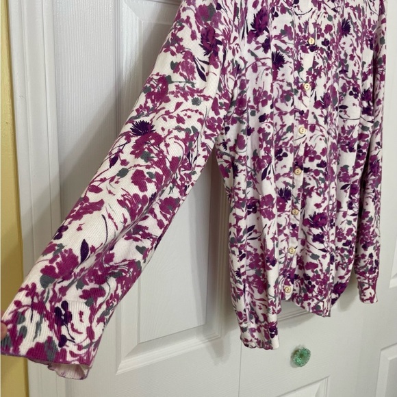 Basic Editions White Purple Long Sleeve Cardigan - Picture 4 of 9